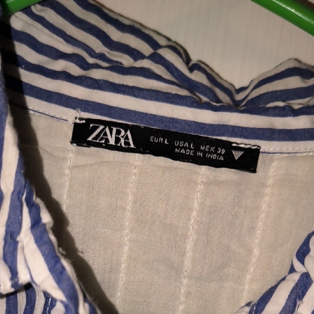 Zara | Blue and White Striped Crop Top - Picture 2 of 5